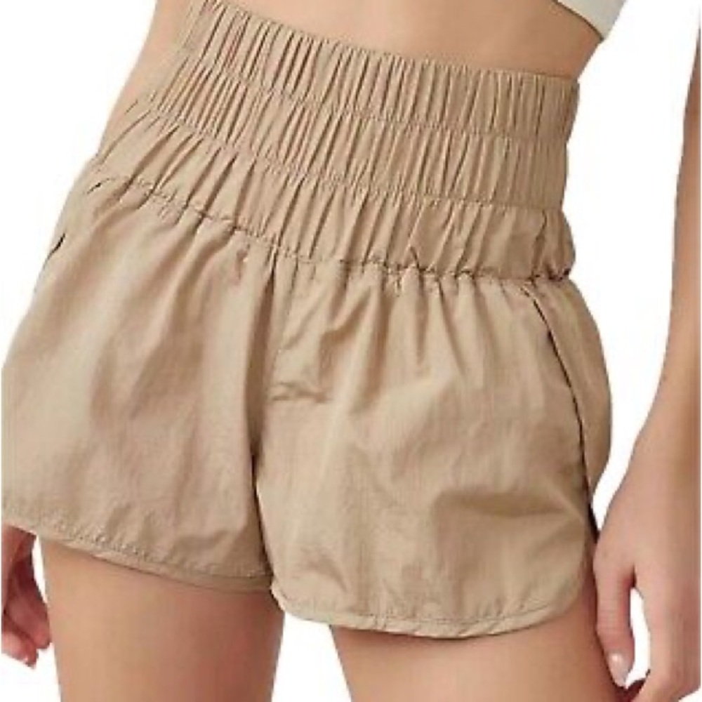 Free People “the way home” tan active shorts M